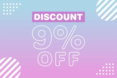 Yüzde 9 indirim ve indirim etiketleri. Etiket simgesinin fiyatı düz.