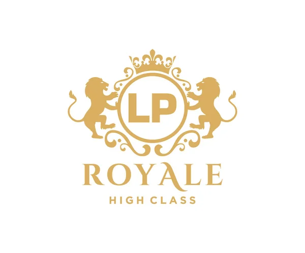 Letter Template Logo Luxury Gold Letter Crown Monogram Alphabet Beautiful — Stock Vector