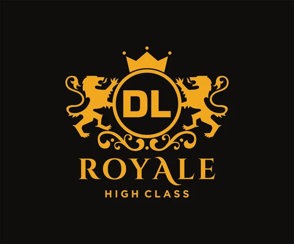 Letter Template Logo Luxury Gold Letter Crown 알파벳 아름다운 이니셜 — 스톡 벡터