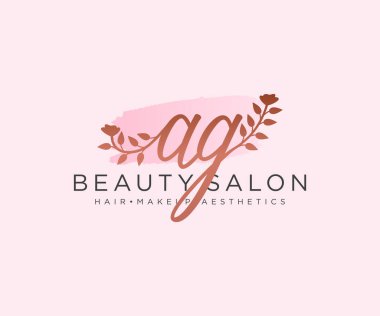 AG kadın logo koleksiyonu şablonu. İlk imzalı el yazısı logosu, düğün, moda, mücevher, butik, çiçek ve botanik, herhangi bir şirket veya işletme için yaratıcı şablona sahip..