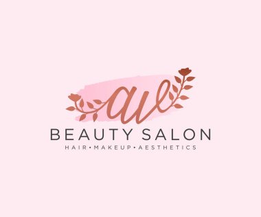 AV kadın logo koleksiyonu şablonu. İlk imzalı el yazısı logosu, düğün, moda, mücevher, butik, çiçek ve botanik, herhangi bir şirket veya işletme için yaratıcı şablona sahip..