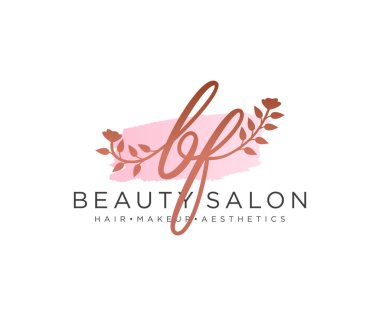 BF kadınsı logo koleksiyonu şablonu. İlk imzalı el yazısı logosu, düğün, moda, mücevher, butik, çiçek ve botanik, herhangi bir şirket veya işletme için yaratıcı şablona sahip..