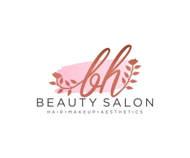 BH kadınsı logo koleksiyonu şablonu. İlk imzalı el yazısı logosu, düğün, moda, mücevher, butik, çiçek ve botanik, herhangi bir şirket veya işletme için yaratıcı şablona sahip..