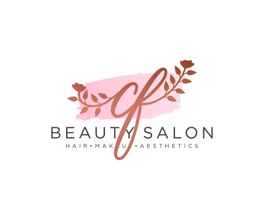CF kadın logo koleksiyonu şablonu. İlk imzalı el yazısı logosu, düğün, moda, mücevher, butik, çiçek ve botanik, herhangi bir şirket veya işletme için yaratıcı şablona sahip..