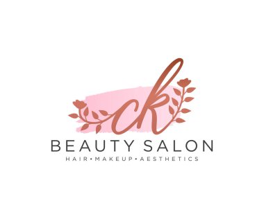 CK kadınsı logo koleksiyonu şablonu. İlk imzalı el yazısı logosu, düğün, moda, mücevher, butik, çiçek ve botanik, herhangi bir şirket veya işletme için yaratıcı şablona sahip..