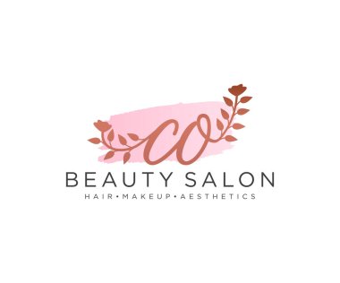 CO kadın logo koleksiyonu şablonu. İlk imzalı el yazısı logosu, düğün, moda, mücevher, butik, çiçek ve botanik, herhangi bir şirket veya işletme için yaratıcı şablona sahip..