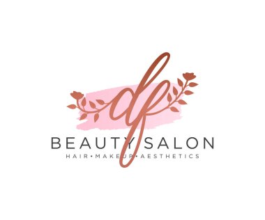 DF kadın logo koleksiyonu şablonu. İlk imzalı el yazısı logosu, düğün, moda, mücevher, butik, çiçek ve botanik, herhangi bir şirket veya işletme için yaratıcı şablona sahip..