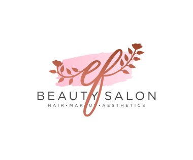 EF kadın logo koleksiyonu şablonu. İlk imzalı el yazısı logosu, düğün, moda, mücevher, butik, çiçek ve botanik, herhangi bir şirket veya işletme için yaratıcı şablona sahip..