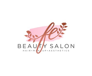 FE kadınsı logo koleksiyonu şablonu. İlk imzalı el yazısı logosu, düğün, moda, mücevher, butik, çiçek ve botanik, herhangi bir şirket veya işletme için yaratıcı şablona sahip..