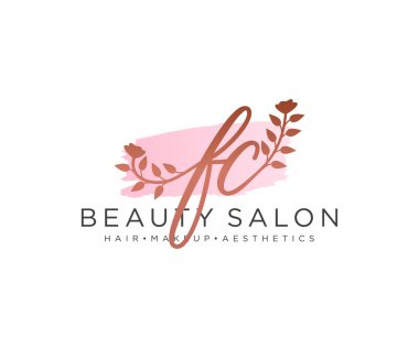 FC kadınsı logo koleksiyonu şablonu. İlk imzalı el yazısı logosu, düğün, moda, mücevher, butik, çiçek ve botanik, herhangi bir şirket veya işletme için yaratıcı şablona sahip..