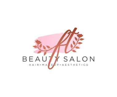 FT kadın logo koleksiyonu şablonu. İlk imzalı el yazısı logosu, düğün, moda, mücevher, butik, çiçek ve botanik, herhangi bir şirket veya işletme için yaratıcı şablona sahip..
