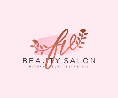 FV kadınsı logo koleksiyonu şablonu. İlk imzalı el yazısı logosu, düğün, moda, mücevher, butik, çiçek ve botanik, herhangi bir şirket veya işletme için yaratıcı şablona sahip..