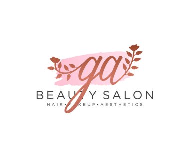 GA kadın logo koleksiyonu şablonu. İlk imzalı el yazısı logosu, düğün, moda, mücevher, butik, çiçek ve botanik, herhangi bir şirket veya işletme için yaratıcı şablona sahip..