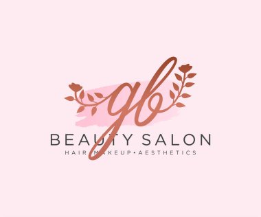 GB kadınsı logo koleksiyonu şablonu. İlk imzalı el yazısı logosu, düğün, moda, mücevher, butik, çiçek ve botanik, herhangi bir şirket veya işletme için yaratıcı şablona sahip..