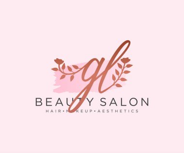 GL kadın logo koleksiyonu şablonu. İlk imzalı el yazısı logosu, düğün, moda, mücevher, butik, çiçek ve botanik, herhangi bir şirket veya işletme için yaratıcı şablona sahip..