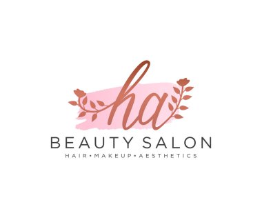 İlk HA kadın logo koleksiyonu şablonu. İlk imzalı el yazısı logosu, düğün, moda, mücevher, butik, çiçek ve botanik, herhangi bir şirket veya işletme için yaratıcı şablona sahip..