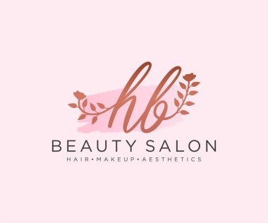 HB 'nin ilk kadın logo koleksiyonu şablonu. İlk imzalı el yazısı logosu, düğün, moda, mücevher, butik, çiçek ve botanik, herhangi bir şirket veya işletme için yaratıcı şablona sahip..