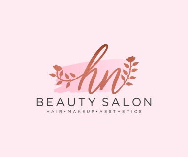 HN kadın logo koleksiyonu şablonu. İlk imzalı el yazısı logosu, düğün, moda, mücevher, butik, çiçek ve botanik, herhangi bir şirket veya işletme için yaratıcı şablona sahip..