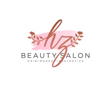 HZ kadın logo koleksiyonu şablonu. İlk imzalı el yazısı logosu, düğün, moda, mücevher, butik, çiçek ve botanik, herhangi bir şirket veya işletme için yaratıcı şablona sahip..