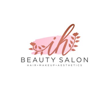 IH kadınsı logo koleksiyonu şablonu. İlk imzalı el yazısı logosu, düğün, moda, mücevher, butik, çiçek ve botanik, herhangi bir şirket veya işletme için yaratıcı şablona sahip..