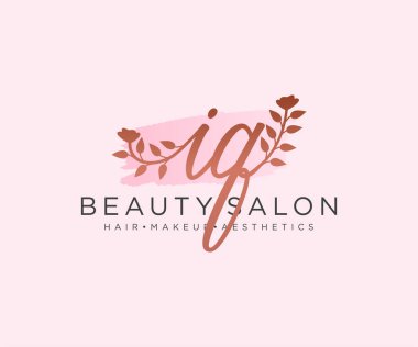 IQ kadın logo koleksiyonu şablonu. İlk imzalı el yazısı logosu, düğün, moda, mücevher, butik, çiçek ve botanik, herhangi bir şirket veya işletme için yaratıcı şablona sahip..