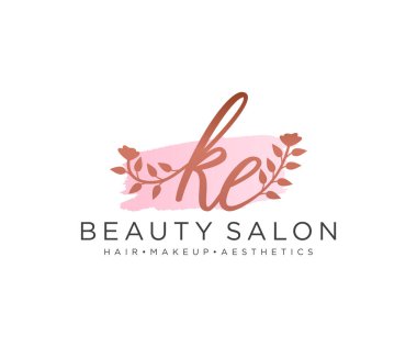 KE kadınsı logo koleksiyonu şablonu. İlk imzalı el yazısı logosu, düğün, moda, mücevher, butik, çiçek ve botanik, herhangi bir şirket veya işletme için yaratıcı şablona sahip..