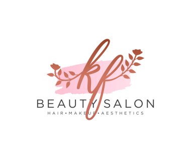 KF kadınsı logo koleksiyonu şablonu. İlk imzalı el yazısı logosu, düğün, moda, mücevher, butik, çiçek ve botanik, herhangi bir şirket veya işletme için yaratıcı şablona sahip..