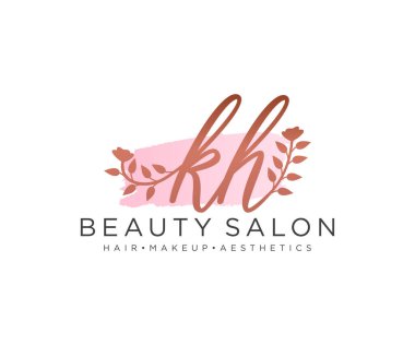 KH kadınsı logo koleksiyonu şablonu. İlk imzalı el yazısı logosu, düğün, moda, mücevher, butik, çiçek ve botanik, herhangi bir şirket veya işletme için yaratıcı şablona sahip..