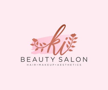 KI kadınsı logo koleksiyonu şablonu. İlk imzalı el yazısı logosu, düğün, moda, mücevher, butik, çiçek ve botanik, herhangi bir şirket veya işletme için yaratıcı şablona sahip..