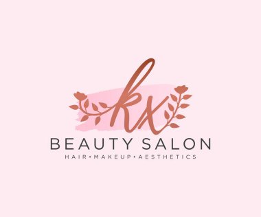KX kadınsı logo koleksiyonu şablonu. İlk imzalı el yazısı logosu, düğün, moda, mücevher, butik, çiçek ve botanik, herhangi bir şirket veya işletme için yaratıcı şablona sahip..