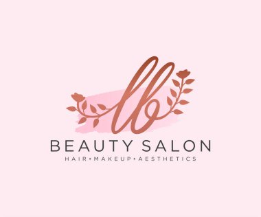 LB kadınsı logo koleksiyonu şablonu. İlk imzalı el yazısı logosu, düğün, moda, mücevher, butik, çiçek ve botanik, herhangi bir şirket veya işletme için yaratıcı şablona sahip..