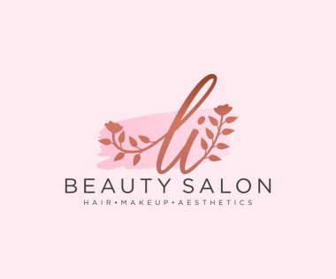 LI feminen logo koleksiyonu şablonu. İlk imzalı el yazısı logosu, düğün, moda, mücevher, butik, çiçek ve botanik, herhangi bir şirket veya işletme için yaratıcı şablona sahip..