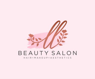 LL kadınsı logo koleksiyonu şablonu. İlk imzalı el yazısı logosu, düğün, moda, mücevher, butik, çiçek ve botanik, herhangi bir şirket veya işletme için yaratıcı şablona sahip..