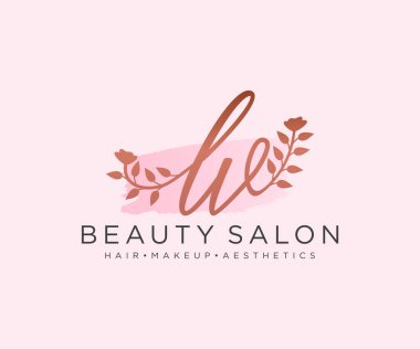 LV kadın logo koleksiyonu şablonu. İlk imzalı el yazısı logosu, düğün, moda, mücevher, butik, çiçek ve botanik, herhangi bir şirket veya işletme için yaratıcı şablona sahip..