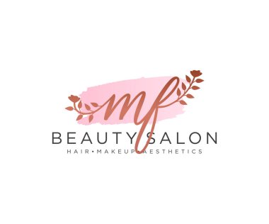 MF kadın logo koleksiyonu şablonu. İlk imzalı el yazısı logosu, düğün, moda, mücevher, butik, çiçek ve botanik, herhangi bir şirket veya işletme için yaratıcı şablona sahip..