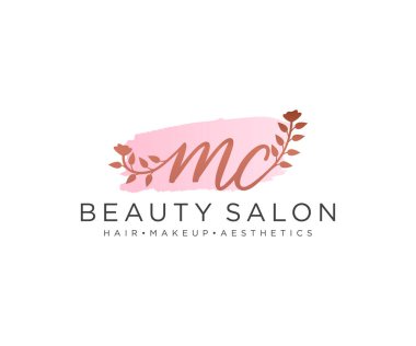 MC feminen logo koleksiyonu şablonu. İlk imzalı el yazısı logosu, düğün, moda, mücevher, butik, çiçek ve botanik, herhangi bir şirket veya işletme için yaratıcı şablona sahip..
