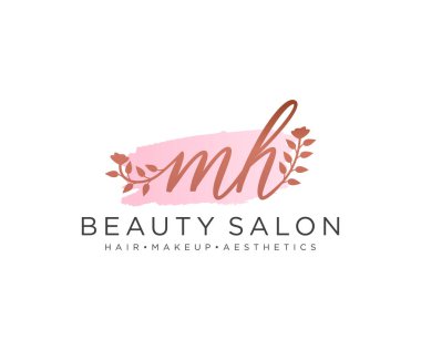 MH kadınsı logo koleksiyonu şablonu. İlk imzalı el yazısı logosu, düğün, moda, mücevher, butik, çiçek ve botanik, herhangi bir şirket veya işletme için yaratıcı şablona sahip..