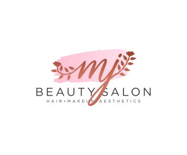 M.J. Kadın logo koleksiyonu şablonu. İlk imzalı el yazısı logosu, düğün, moda, mücevher, butik, çiçek ve botanik, herhangi bir şirket veya işletme için yaratıcı şablona sahip..