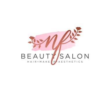 NF kadın logo koleksiyonu şablonu. İlk imzalı el yazısı logosu, düğün, moda, mücevher, butik, çiçek ve botanik, herhangi bir şirket veya işletme için yaratıcı şablona sahip..