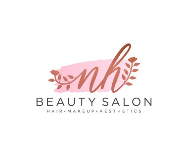 NH kadınsı logo koleksiyonu şablonu. İlk imzalı el yazısı logosu, düğün, moda, mücevher, butik, çiçek ve botanik, herhangi bir şirket veya işletme için yaratıcı şablona sahip..