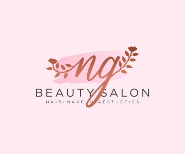 NG kadın logo koleksiyonu şablonu. İlk imzalı el yazısı logosu, düğün, moda, mücevher, butik, çiçek ve botanik, herhangi bir şirket veya işletme için yaratıcı şablona sahip..