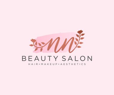 NN kadınsı logo koleksiyonu kalıpları. İlk imzalı el yazısı logosu, düğün, moda, mücevher, butik, çiçek ve botanik, herhangi bir şirket veya işletme için yaratıcı şablona sahip..