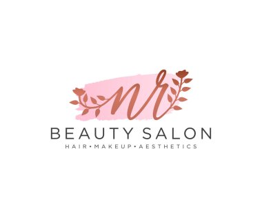 NR kadın logo koleksiyonu şablonu. İlk imzalı el yazısı logosu, düğün, moda, mücevher, butik, çiçek ve botanik, herhangi bir şirket veya işletme için yaratıcı şablona sahip..