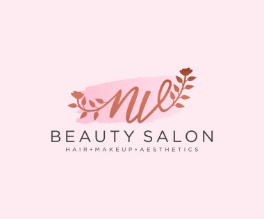 NV kadın logo koleksiyonu şablonu. İlk imzalı el yazısı logosu, düğün, moda, mücevher, butik, çiçek ve botanik, herhangi bir şirket veya işletme için yaratıcı şablona sahip..