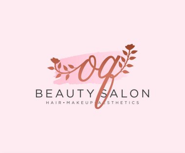 OQ kadınsı logo koleksiyonu şablonu. İlk imzalı el yazısı logosu, düğün, moda, mücevher, butik, çiçek ve botanik, herhangi bir şirket veya işletme için yaratıcı şablona sahip..