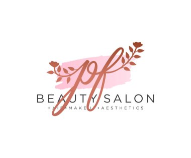 PF kadınsı logo koleksiyonu şablonu. İlk imzalı el yazısı logosu, düğün, moda, mücevher, butik, çiçek ve botanik, herhangi bir şirket veya işletme için yaratıcı şablona sahip..