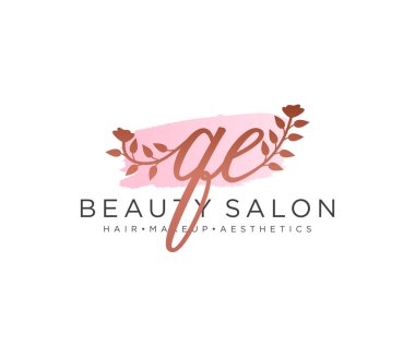 QE kadın logo koleksiyonu şablonu. İlk imzalı el yazısı logosu, düğün, moda, mücevher, butik, çiçek ve botanik, herhangi bir şirket veya işletme için yaratıcı şablona sahip..