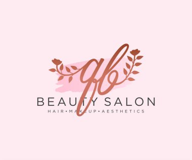 QB kadınsı logo koleksiyonu şablonu. İlk imzalı el yazısı logosu, düğün, moda, mücevher, butik, çiçek ve botanik, herhangi bir şirket veya işletme için yaratıcı şablona sahip..