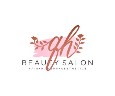 QH kadınsı logo koleksiyonu şablonu. İlk imzalı el yazısı logosu, düğün, moda, mücevher, butik, çiçek ve botanik, herhangi bir şirket veya işletme için yaratıcı şablona sahip..