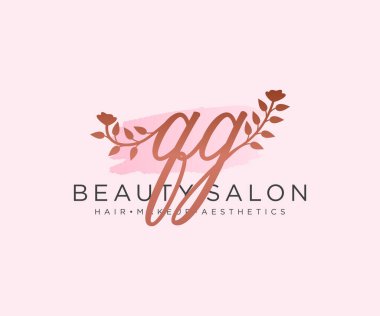 QG kadınsı logo koleksiyonu şablonu. İlk imzalı el yazısı logosu, düğün, moda, mücevher, butik, çiçek ve botanik, herhangi bir şirket veya işletme için yaratıcı şablona sahip..